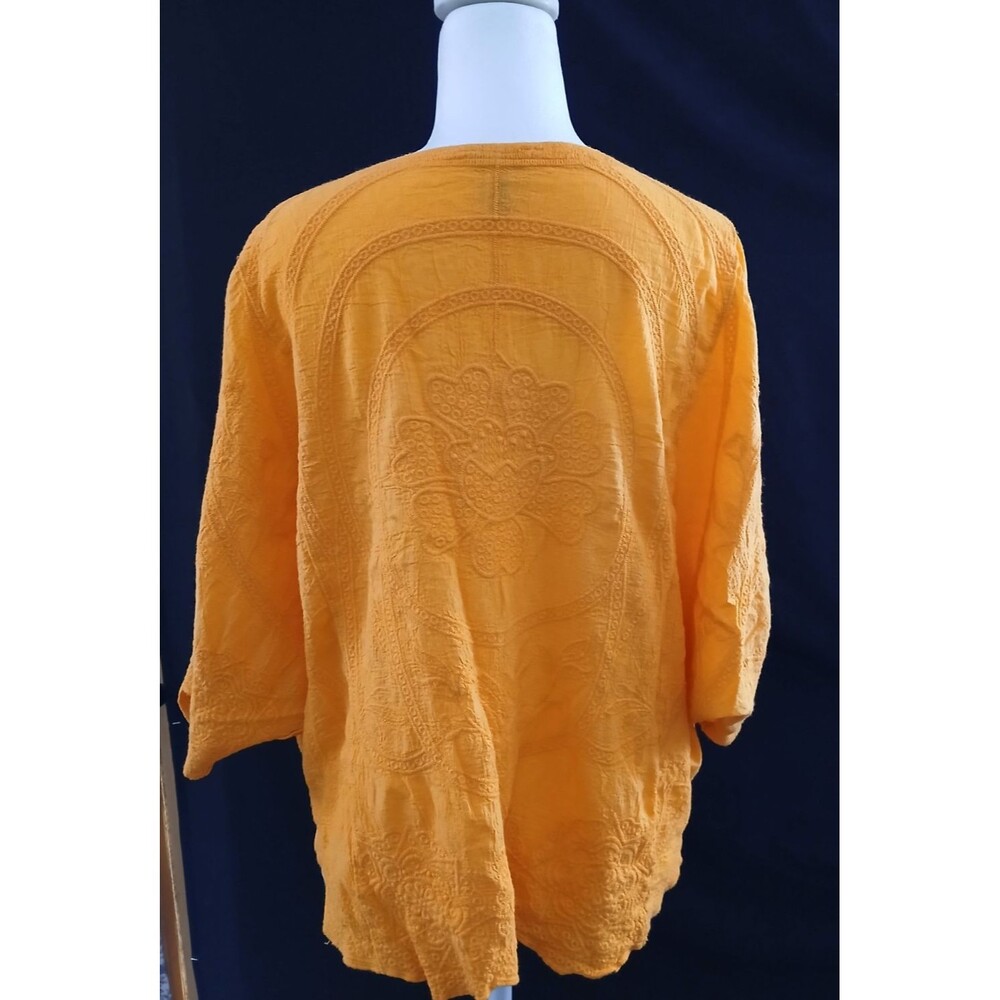 Cato Batwing Style Vibrant Orange Boho Flowy Top Large NWOT - Picture 4 of 8